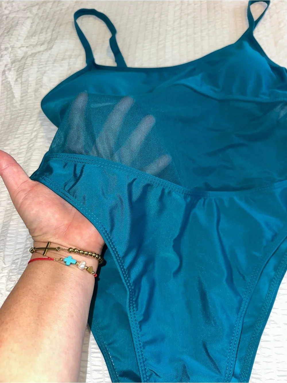 SHEIN Teal One-Piece Girls Swimsuit